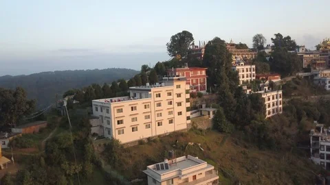 Sunset above mountain in valley Himalayas mountains Stock Footage 119291377