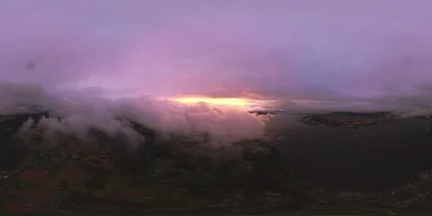 Sunset above moving clouds over fjord waters – Part4 Stock Footage 319091945