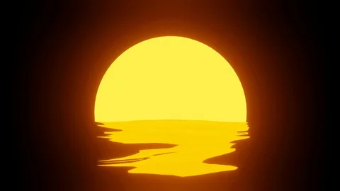 Sunset above the Ocean. 3d looping illustration in 8k Stock Footage 127490500