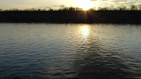 Sunset above the river Stock Footage 22338161