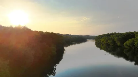Sunset above the river Stock Footage 135277909
