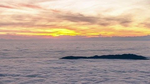 Sunset above Sea of Clouds Stock Footage 98502785