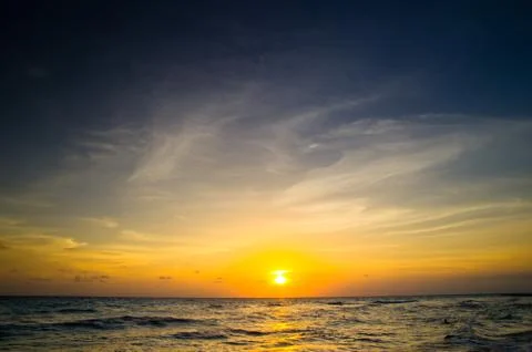 Sunset above the sea Stock Photos