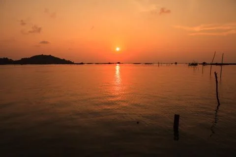 Sunset above the sea Stock Photos