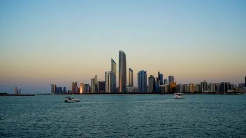 Sunset of Abu Dhabi City View Timelapse Stock Footage 127990458