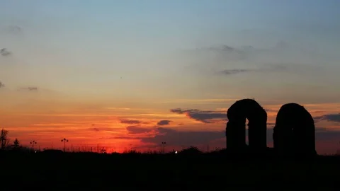 Sunset at the acquedotti park in time lapse Stock Footage 103372466