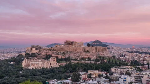 Sunset @ the Acropolis - Athens, Greece Stock Footage 52329654