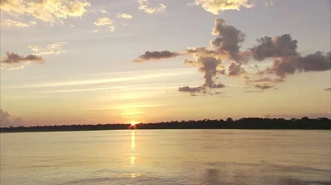 Sunset From Across Amazon River Video 動画素材 12761561