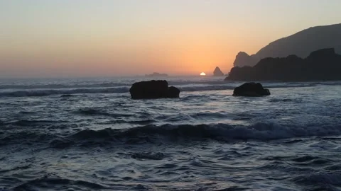 Sunset ad Ocean surf Stock Footage 235723256