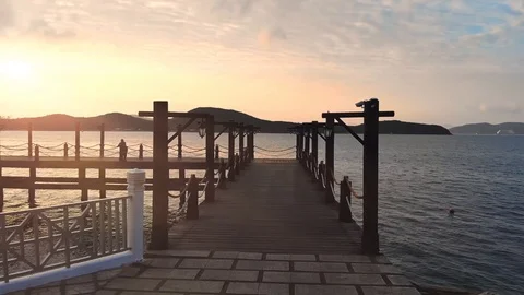 Sunset at aDa Nang beach which is one of the most beautiful beach in the world Stock Footage 113527940