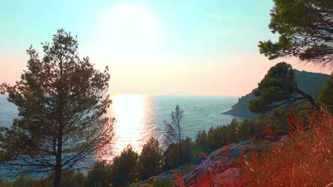 Sunset on the Adriatic coast Stock Footage 95227281