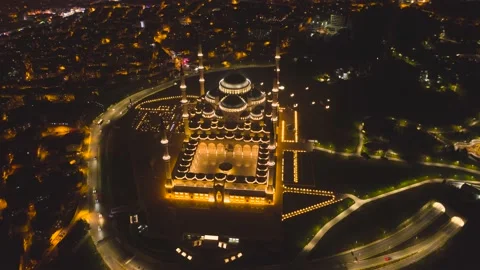Sunset Aerial camlica mosque hyperlapse drone image, istanbul TURKEY Video stock 147240157