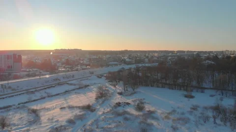 Sunset Aerial Cityscape Stock Footage 148864454