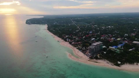 Sunset aerial drone view of Bantayan Island, Cebu, Philippines Stock Footage 332605433