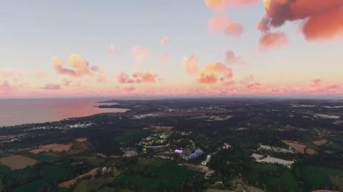 Sunset aerial of Eden Project in Bodelva. Cornwall. United Kingdom Video stock 312838313