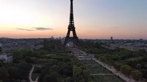 Sunset Aerial of Eiffel Tower, Paris, Stock Video Pond5