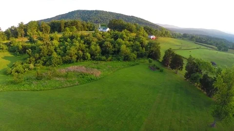 Sunset aerial farm flyover Stock Footage 75214436