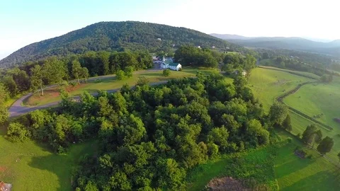 Sunset aerial farm flyover Stock Footage 75214477