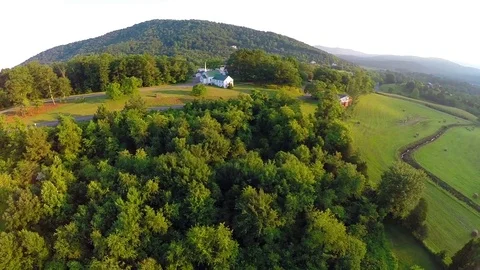 Sunset aerial farm flyover Stock Footage 75214481