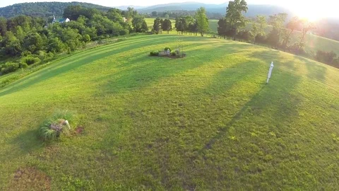 Sunset aerial farm flyover Stock Footage 75214548