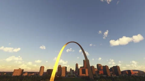 Sunset aerial of Gateway Arch Museum. St. Louis. Missouri. United States 库存影片 310977436