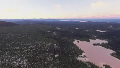 Sunset aerial of Hay Meadows Trailhead in Susanville. California. United States Stock Footage 312840552