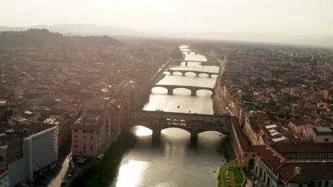 Sunset aerial Ponte Vecchio 1 Video stock 158099521