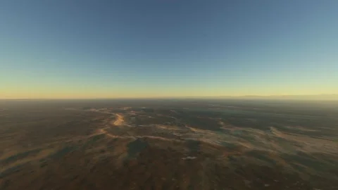 Sunset aerial shot of Dasht-e Lut Desert in Kerman. Iran Stock Footage 281725939