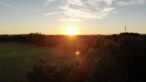 Sunset Aerial In A Small Town Stock Footage 93262337