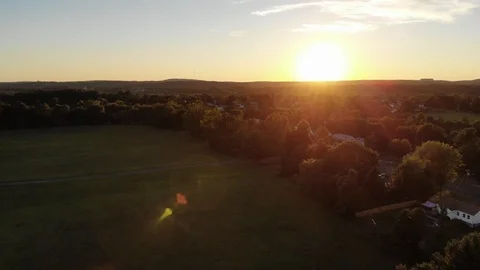 Sunset Aerial In A Small Town Stock Footage 93262350
