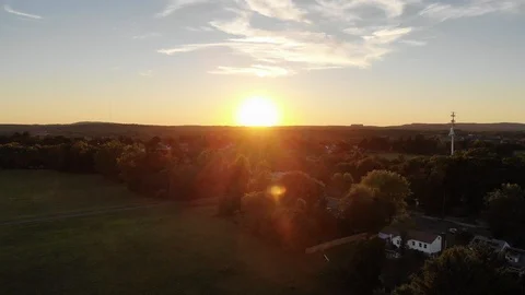 Sunset Aerial In A Small Town Stock Footage 93262367