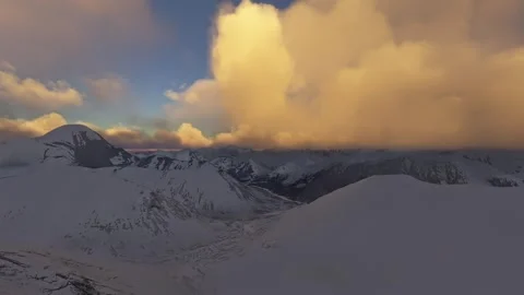 Sunset aerial of snow at Mount Kailash in Tibet. China Stock Footage 321500575