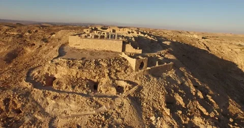 Sunset Aerial View of AVDAT, ISRAEL in 4k Video stock 54480158