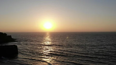 Sunset Aerial View on Beach North Goa, India 스톡 동영상 129287983