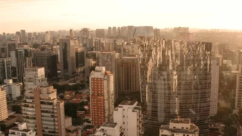 A sunset aerial view behind Infinity Tower. Sao Paulo. Brazil. Stock Footage 117565917