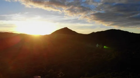 Sunset aerial view flying of Chapada Diamantina mountains. Stock Footage 110977553