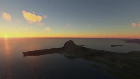 Sunset aerial view of Le Morne Brabant island. Mauritius Stock Footage 273140608