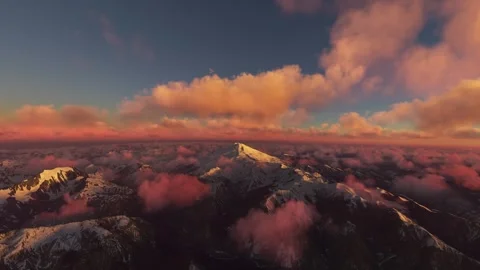 Sunset aerial view of Mount Elbrus in Kabardino-Balkarian Republic. Russia Video stock 278276083