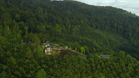 Sunset aerial view of mountain at The Peaks, Tawau, Sabah Stock Footage 229237664