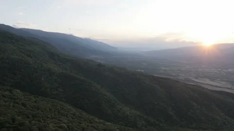 Sunset, Aerial view over the mountain Stock Footage 63885900