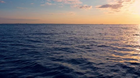 Sunset aerial view over ocean dark water background Stock-Footage 114126146
