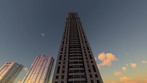 Sunset aerial view of Princess Tower in Dubai. United Arab Emirates Видео 270523829