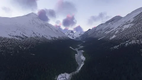 Sunset aerial view of the snow in Grey Glacier and Chilean Antarctica. Chile Stock Footage 306648517