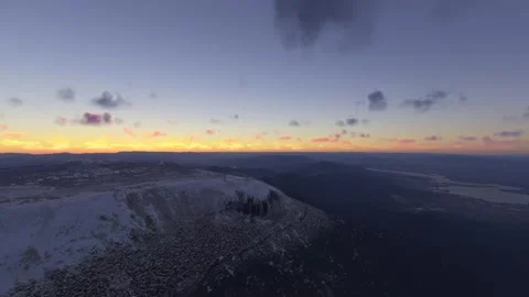 Sunset aerial view of the snow of Mount Wellington in Tasmania Island. Australia Stock-Footage 322959203