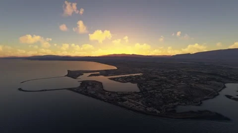Sunset aerial view of Submarine Base in Bandar Abbas. Iran Stock Footage 314477282
