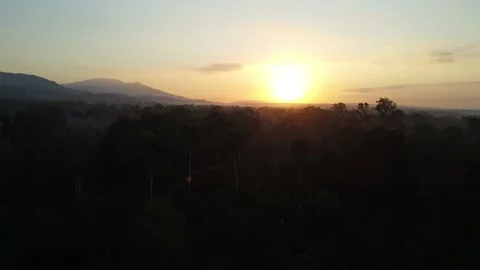 Sunset aerial view through the mountains Stock Footage 234736805