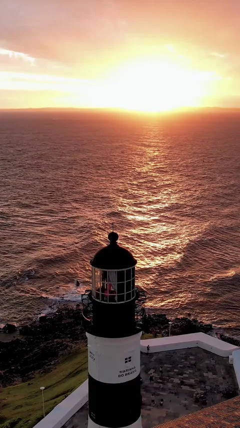 Sunset aerial view of tourism postal card at downtown Salvador Bahia Brazil. Stockbeeldmateriaal 334640497