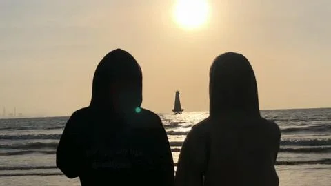 Sunset aesthetic on the beach Stock Photos