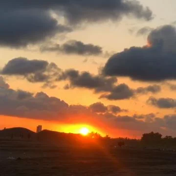 Sunset aesthetic on the coast Stock Photos