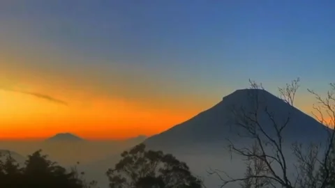 Sunset aesthetic is a really beautiful location in Dieng Indonesia Stock Footage 278569518